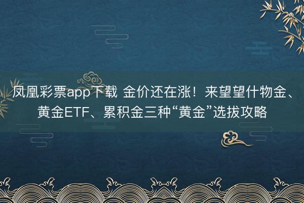 凤凰彩票app下载 金价还在涨！来望望什物金、黄金ETF、累积金三种“黄金”选拔攻略