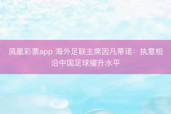 凤凰彩票app 海外足联主席因凡蒂诺：执意相沿中国足球擢升水平