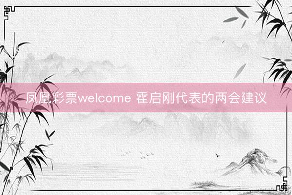 凤凰彩票welcome 霍启刚代表的两会建议
