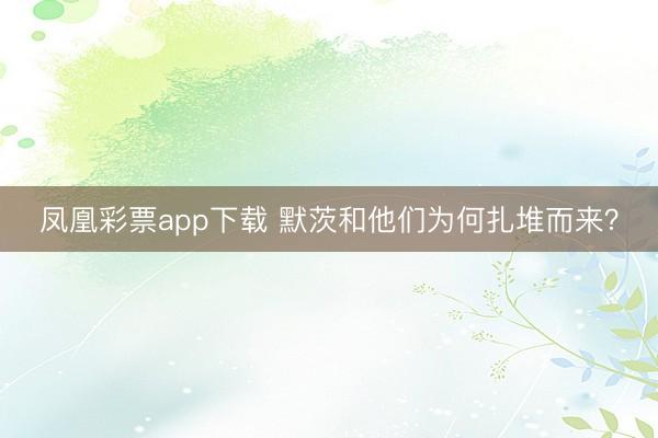 凤凰彩票app下载 默茨和他们为何扎堆而来？