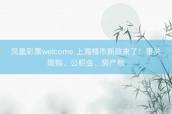 凤凰彩票welcome 上海楼市新政来了！事关限购、公积金、房产税