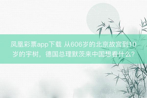 凤凰彩票app下载 从606岁的北京故宫到10岁的宇树,德国总理默茨来中国想看什么?