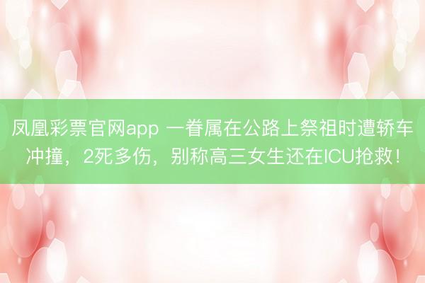 凤凰彩票官网app 一眷属在公路上祭祖时遭轿车冲撞，2死多伤，别称高三女生还在ICU抢救！