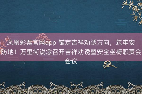 凤凰彩票官网app 锚定吉祥劝诱方向，筑牢安全防地！万里街说念召开吉祥劝诱暨安全坐褥职责会议