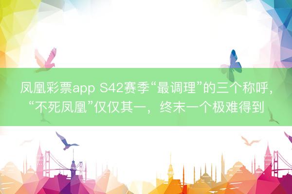 凤凰彩票app S42赛季“最调理”的三个称呼，“不死凤凰”仅仅其一，终末一个极难得到
